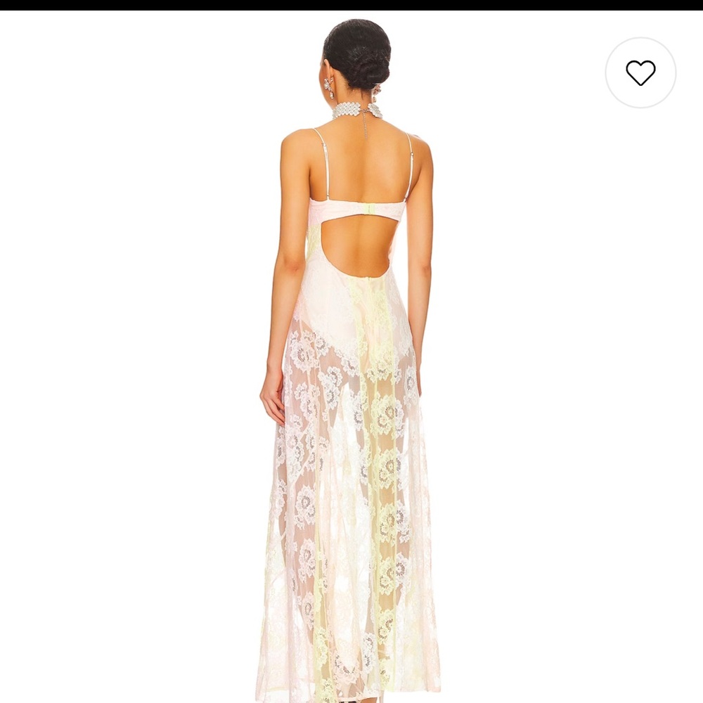 For Love & Lemons Sheer Lace Maxi Dress in Pink and Yellow - Picture 8 of 12